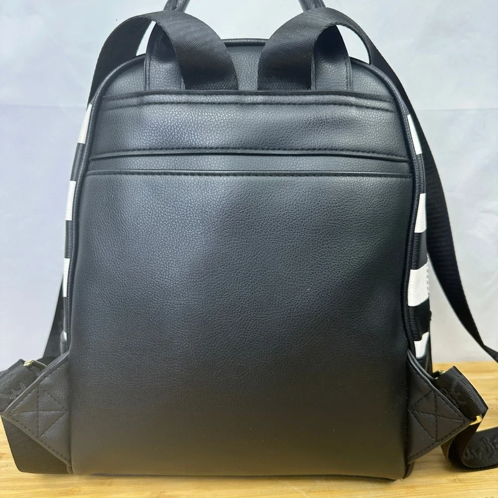 Luv Betsey Johnson Soccer Girl Mini Backpack‎ Black White Striped Character Bag
